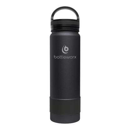 Insulated 21oz bottle with black finish and black lid
