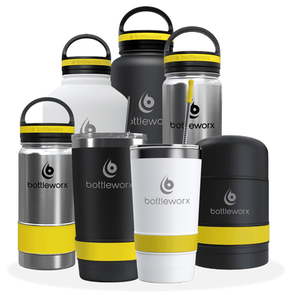 20oz tumbler set with mixed colors, featuring black, white, and silver bodies