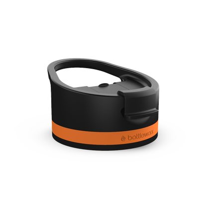 Hot Lid with handle, black body and orange band