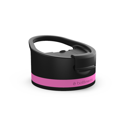 Hot Lid with handle, black body and pink band
