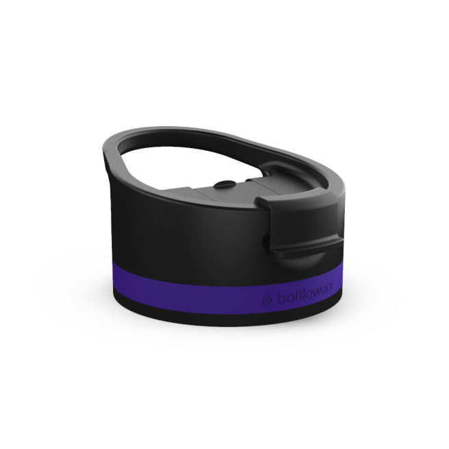 Hot Lid with handle, black body and purple band