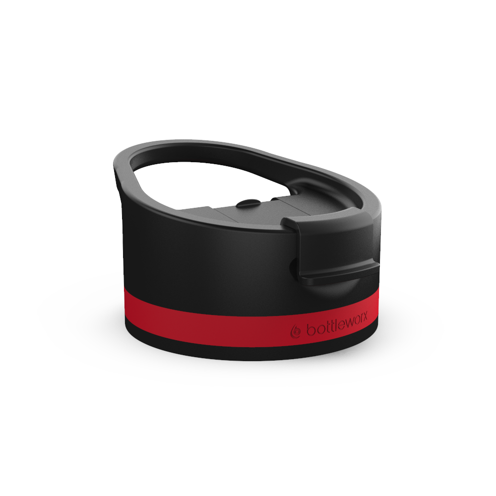 Hot Lid with handle, black body and red band
