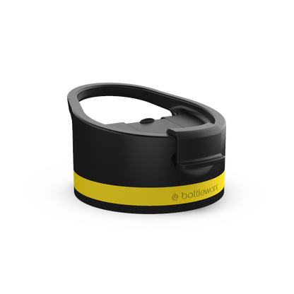 Hot Lid with handle, black body and yellow band