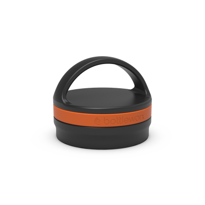 Insulated loop lid with orange band and black carrying handle