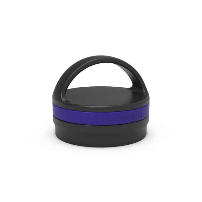 Insulated loop lid with purple band and black carrying handle