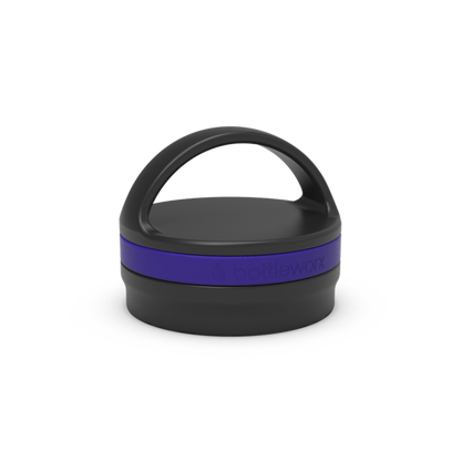 Insulated loop lid with purple band and black carrying handle