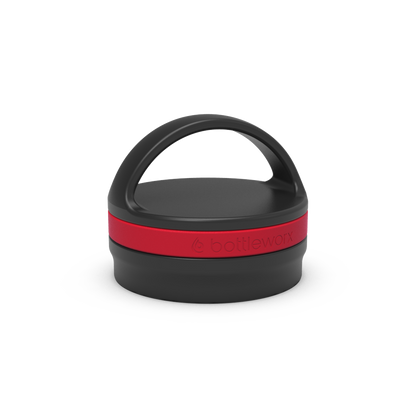 Insulated loop lid with red band and black carrying handle