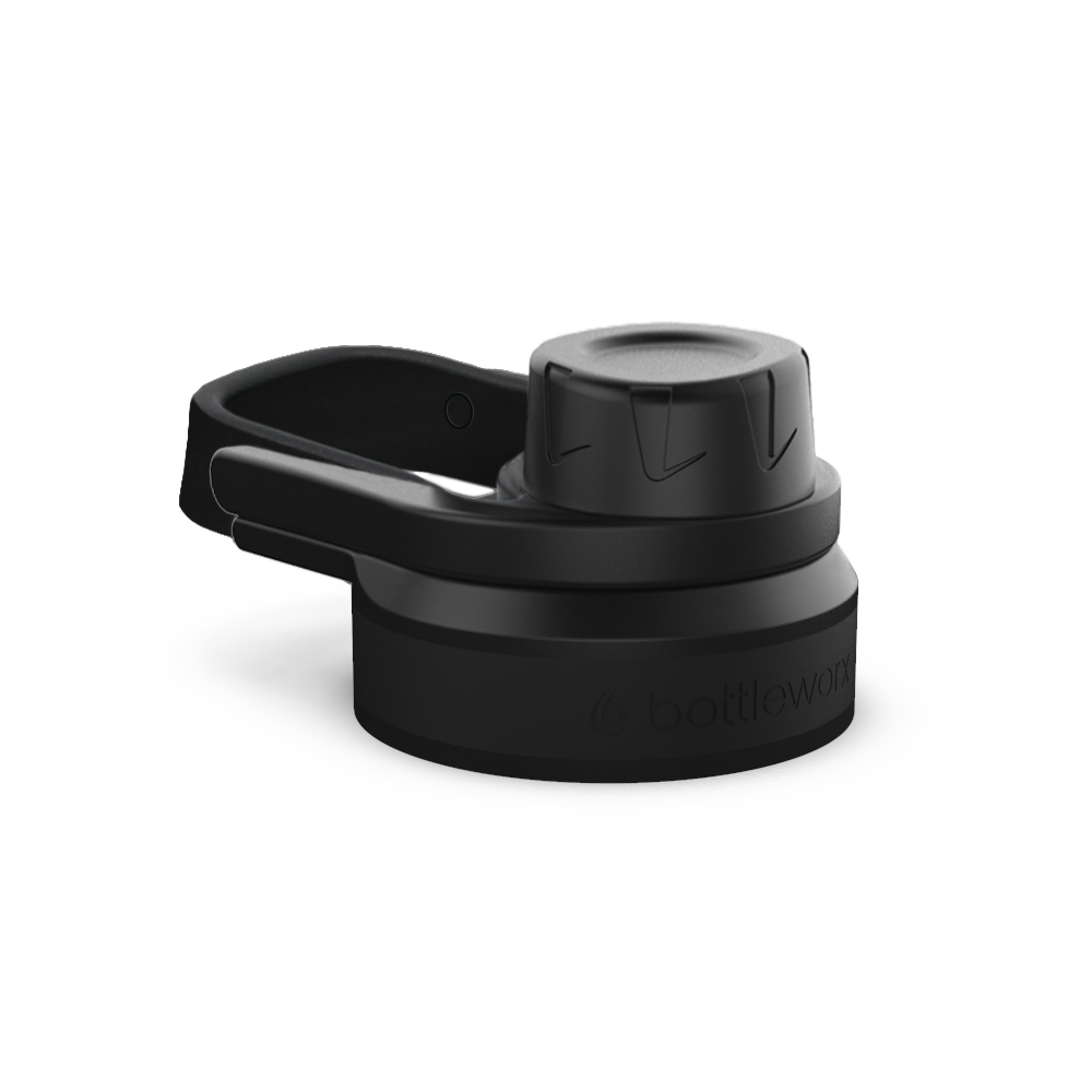 Sport locking lid with black cap and black base, carry handle included