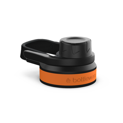 Sport locking lid with black cap, orange band and carry handle
