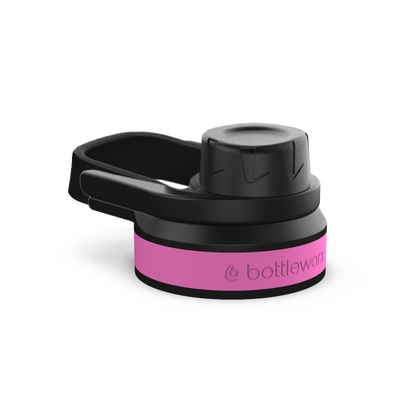 Sport locking lid with black cap, pink band and carry handle