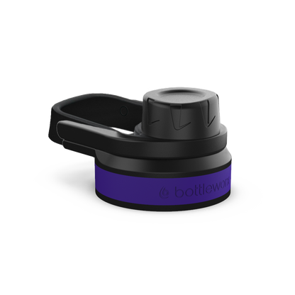 Sport locking lid with black cap, purple band and carry handle