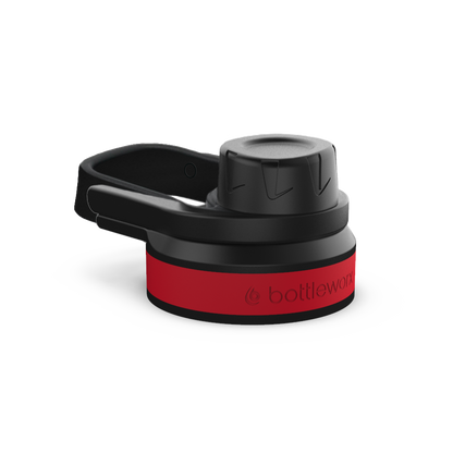 Sport locking lid with black cap, red band and carry handle