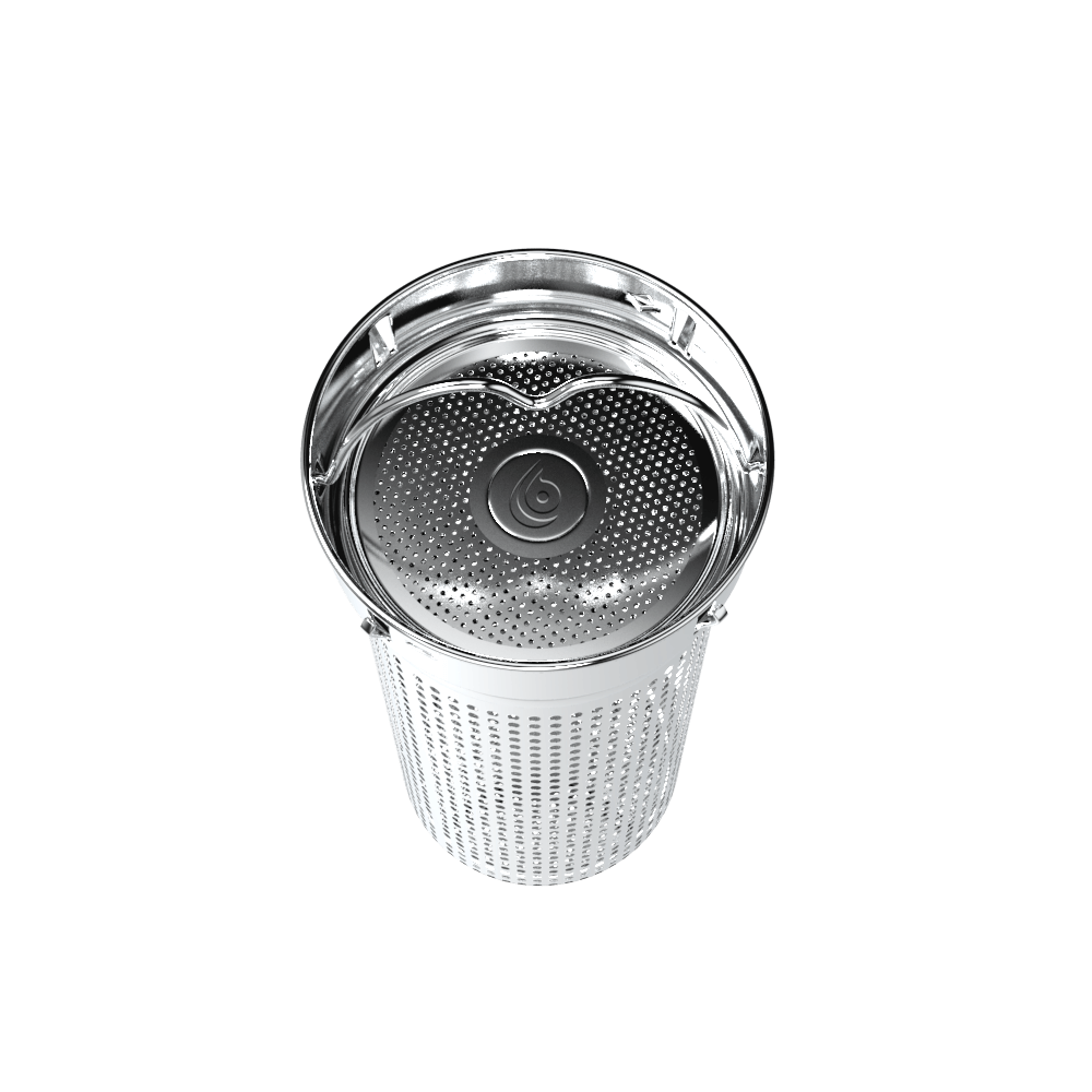 Stainless steel tea infuser with round perforated filter cap and mesh sides