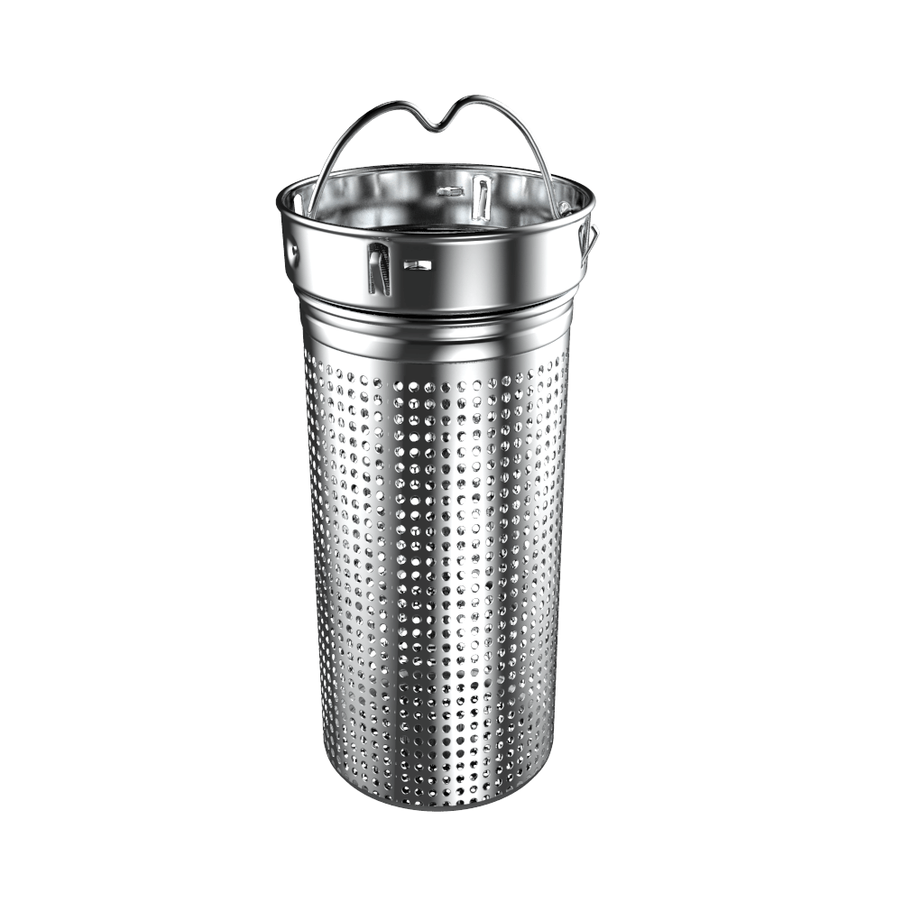 Stainless steel tea infuser cup with handle and perforated mesh body