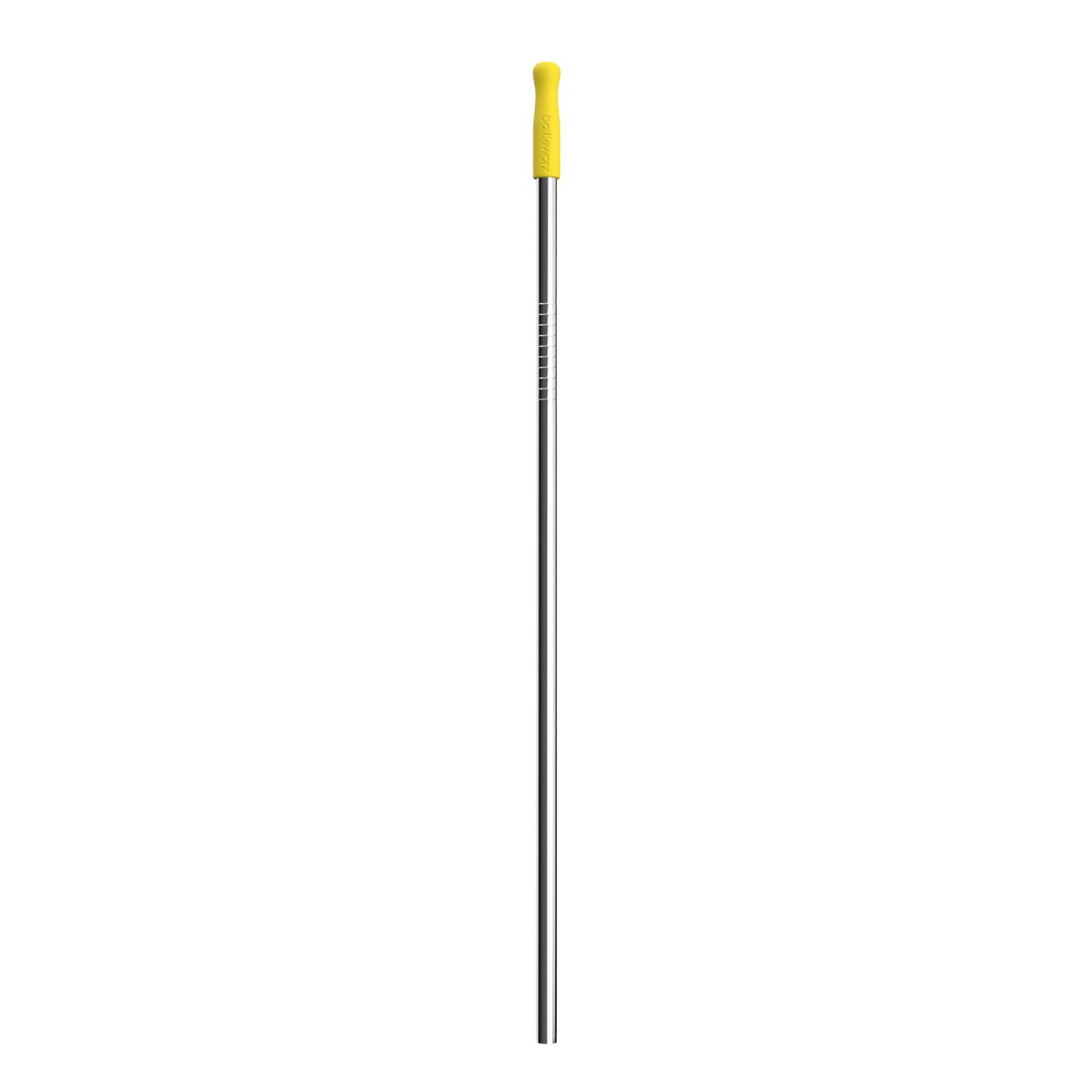 Stainless steel drinking straw with yellow tip