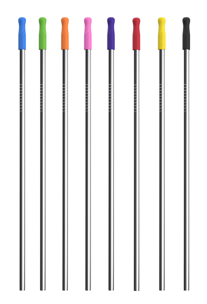 Stainless steel straws with colored tips, assorted colors